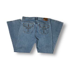 Lauren Ralph Lauren 16 Bootcut Blue Denim Jeans Dragonfly Embroidered Pockets